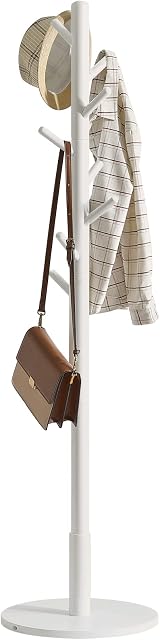 IBUYKE Coat Rack Free Standing 8 Hooks Wood Hall Tree White WD-114 view 1