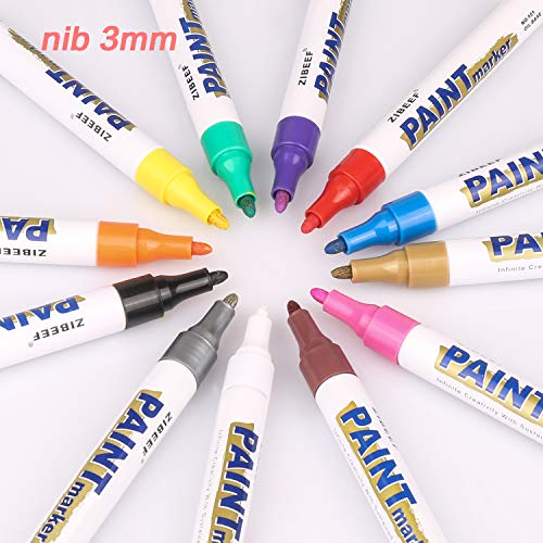 AVAVA Markers Paint Pens, Set of 12 Permanent Painting Markers DIY Craft for Rock, Wood, Metal, Plastic, Glass, Canvas, Ceramic,Medium Tip Quick Dry, High Volume Ink