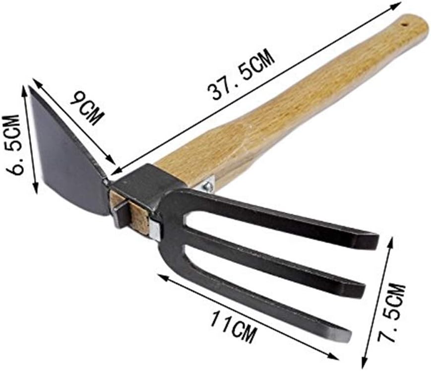 JYT-TOOLS Garden Tool Gardening Digging Hoe Dual-use Hoe and Rake 2 in 1 Carbon Steel Head Wooden Handle Durable Thick Vegetable Flower Planting Digging Gadget : Garden & Outdoor