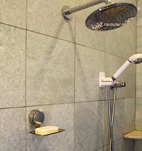 HOME SO Soap Dish Tray with Suction Cup - Removable Bath Shower Holder for Soap Bars, Sponges, Shampoo - Stainless Steel, Chrome - Thumbnail 5
