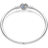 ChenYuTe 925 Sterling Silver Snake Chain Bracelet,Compatible with Pandora Charms Pendant,Heart Shape Bracelet Clasp for Womes Jewellery Gift