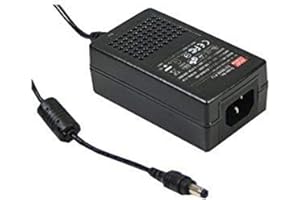 MEAN WELL GST25A05-P1J AC-DC High Reliability Industrial Table Top Power Supply, 25 Watt 3-Wire, 5 Volts 4 Amps 2.1mm Plug Level VI