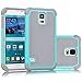 Tekcoo Galaxy S5 Case, [Tmajor] Sturdy [Turquoise/Grey] Shock Absorbing Hybrid Rubber Plastic Impact Defender Rugged Slim Hard Case Cover Bumper for Samsung Galaxy S5 S V I9600 GS5 All Carriers