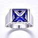 BONLAVIE 10ct Men's Tanzanite Ring/Mens Peridot Ring 8 * 12mm Square-Cut Created Mens Sapphire Ring 925 Sterling Silver Mens Ring Engagement Wedding Bands Ring Size 6-14