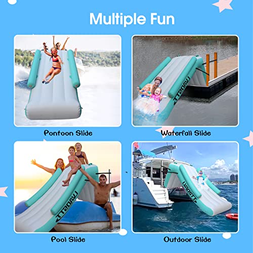 LVAOSTT Pontoon Waterfall Slide, Inflatable Water Slide, Slide