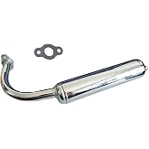 sthus 40mm Chrome Silver Muffler Exhaust Pipe For 49cc 50cc 60cc 66cc 80cc Motorized Bicycle
