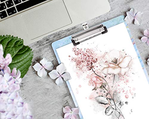 Decorative Clipboard, Marble Clipboard, Designed Clipboard, WAVEYU Cute Hardboard Office Clipboard with Low Profile Clip for Students Classroom School and Office Use, Blue (12.5"x8.5") - Thumbnail 4