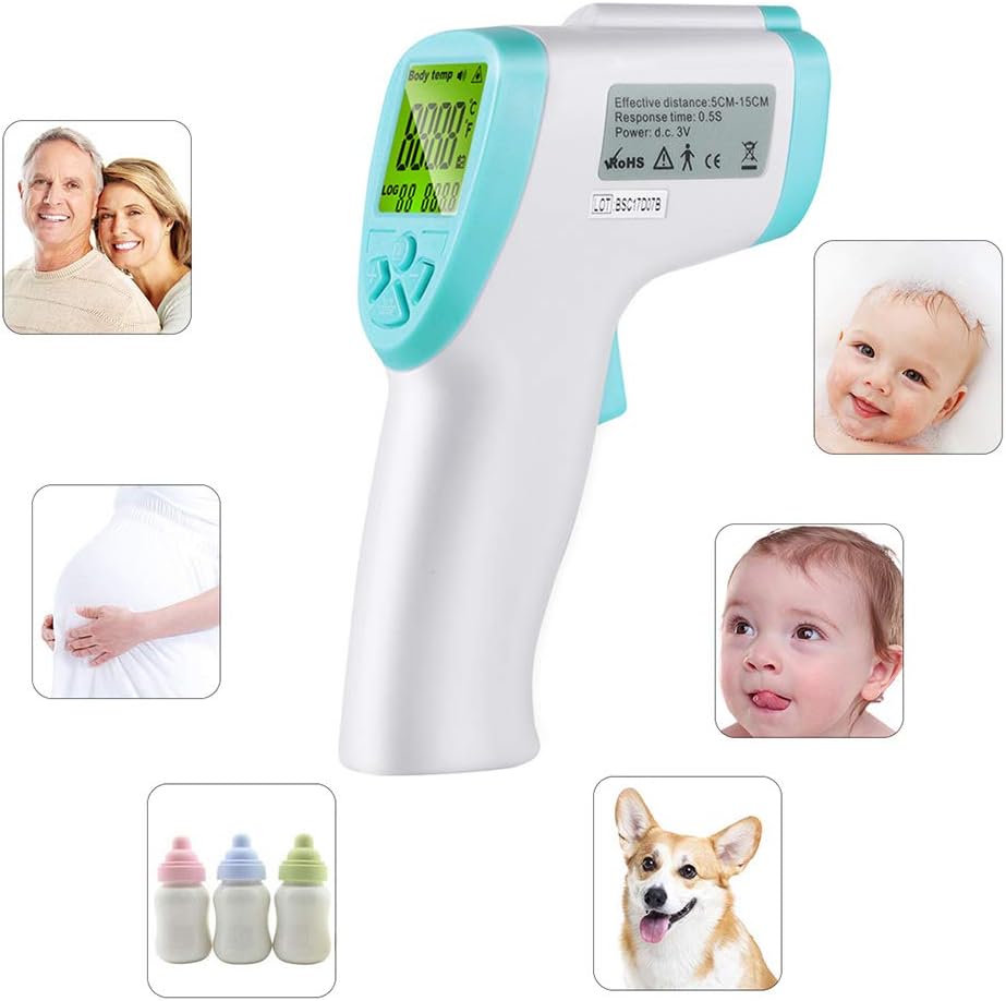 Infrared Forehead Thermometer Thermometer Non-Contact Laser Thermometer Accurate Digital Temperature Gun Portable Body Basal immediate Result Thermometer Gun with LCD Display for Infants and Adults