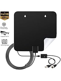 60Miles Amplified TV Antenna Indoor - Hottly Upgraded Version Digital HDTV Antenna with Detachable Amplifier Signal Booster, 1080P VHF UHF High Reception Long Range with 10Ft Coaxial Cable