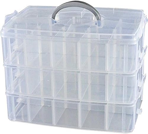 Youtei Three-Tiered Transparent Storage Plastic Case (Extra Large, Clear)