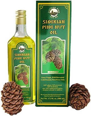 SUPERIOR GRADE PINE NUT OIL - 17.5OZ/500ML. Extra Virgin, Authentic and 100% Natural. Unfiltered, First Press Only, Cold-pressed. Pressed from Wild Harvested, Organic, Raw Pine Nuts.