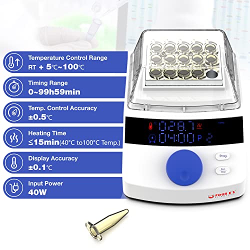 Four E's Scientific Mini Dry Bath Incubator with 15 x 1.5ml Heating