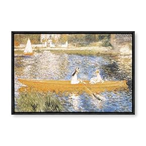 Framed Canvas Wall Art for Living Room, Bedroom La Grenouillere by Pierre-Auguste Renoir Canvas Prints for Modern Home Decoration Ready to Hang - 16"x24" inches