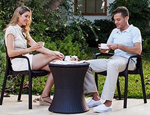 Patio Cooler, Outdoor Pool Table, Beverage Chiller, Rattan Party Cooler, Table Interior Duals As a Cooler And Keeps Drinks Ice Cold For Hours
