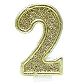 Birthday Party Sparkling Chic Glitter Number Cake Candle (2, Champagne Gold)
