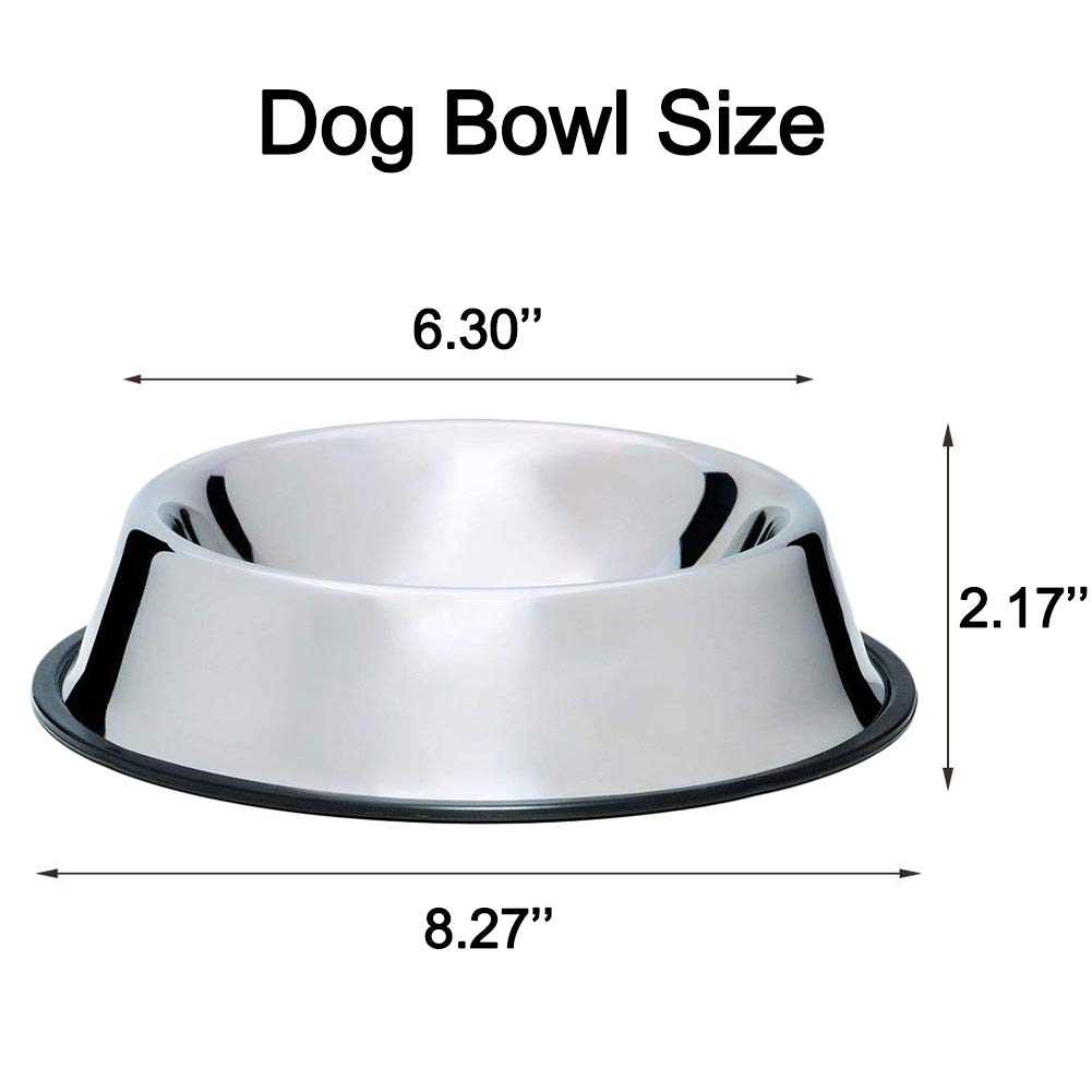 Nuheby Dog Bowls Stainless Steel Pet Food Feeder Water Bowl for Small Medium Dogs, Set of 2 (Middle)