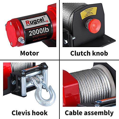 Rock-Hulk 2000lb 12V ATV/UTV Electric Winch, Off-Road Waterproof Steel Cable Winch for ATV UTV Towing Trailer Winch - Image 3