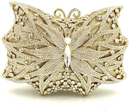 Made Fine Rhinestone Butterfly Shape Luxury Diamond Quilted Ladies Banquet Party Evening Bag Chain Shoulder Bag Handbag Wallet Wedding Bride Bridesmaid Dress Hook Package Delicate Hardware