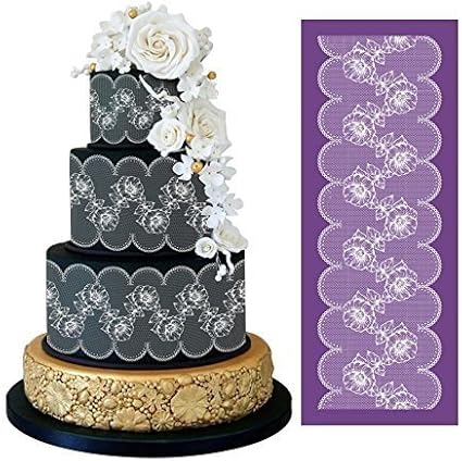 Fleurs Maille Gateau Pochoirs Silicone Dentelle Tapis Moule Fondant Bordure Moules Cuisson Tapis Pour Mariage Patisserie Decoration En Pate A Sucre Argile Outils Plats A Four Texture Relief 4 Amazon Fr Cuisine
