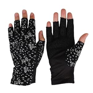 JIAHG Zomerhandschoenen voor dames, halve vingers, katoen, fietshandschoenen, korte kanten handschoenen, antislip, anti…