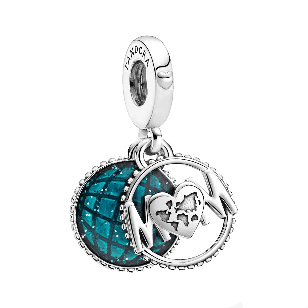 PANDORA Glittering Globe Mum Charm Sterling Silver 799368C01, 11mm, Sterling Silver, No Gemstone