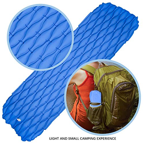 WDLHQC Ultralight Air Sleeping Pad,Inflatable Camping Mat for Backpacking,Camping and Traveling - Waterproof Fabric Comfortable & Lightweight Air Cells Design - Blue
