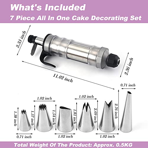 Suuker Icing Decoration Gun Set,Stainless Steel Dessert Decorator Cake