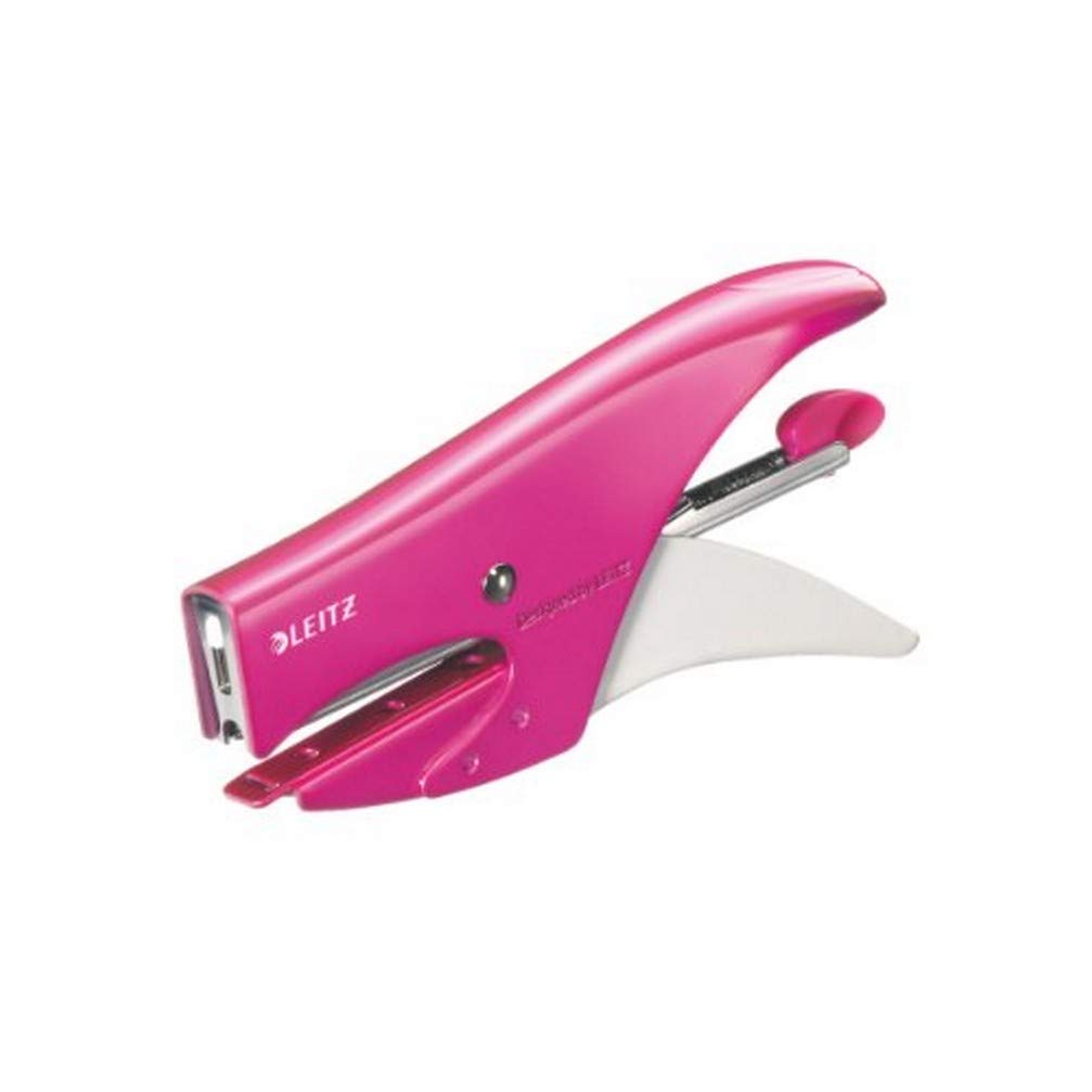 Leitz WOW Stapling Pliers, Uses No. 10 Staples, 15 Sheet Capacity, Metal, Includes Staples, Metallic Pink, 55312023