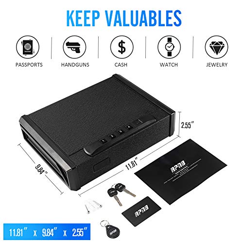 RPNB Gun Safe, Quick-Access Firearm Safety Device with RFID Lock, Home & Personal Safe Series