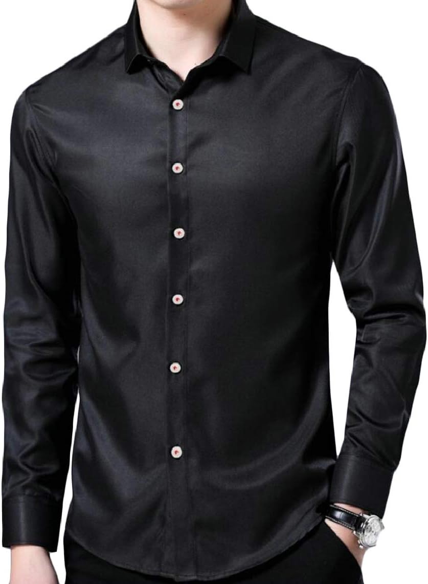Camisa Manga Larga Hombre Tencel Elástica - Sin Arrugas, Corte Regular - Azul Marino Y Más Colores