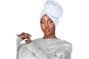 Womens Muslim Big Flower Turban Bonnet Headscarf Nigeria Wedding Party Head Wrap African Auto Hat
