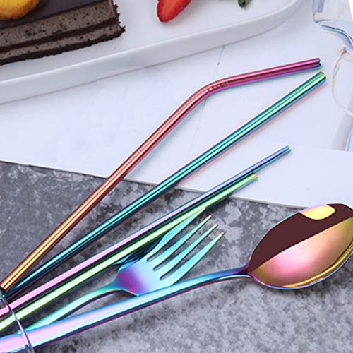 Rainbow Travel flatware set with Case Stainless Steel silverware
