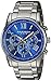 Akribos Multifunction Stainless Steel Chronograph Watch - 3 Sub-Dials Complications Quartz - Men's Heavy Bracelet Watch - AK865 (Blue Silver)