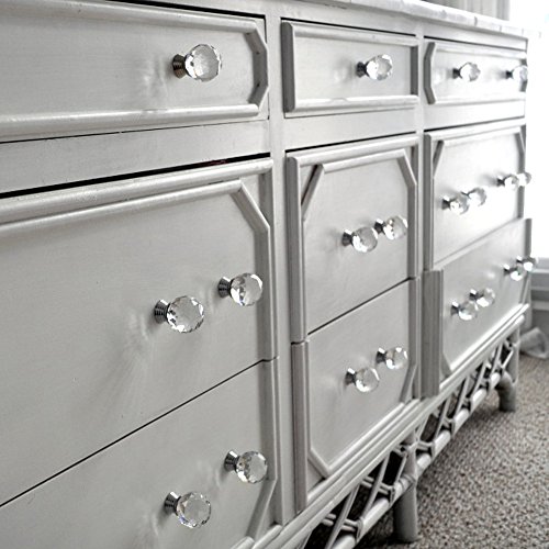 10PCS Crystal Drawer Pulls Glass Clear Door Knobs for Kitchen Cabinets Wardrobe Cupboard Closet Hutch Chest Desk, Diamond Shape Furniture Handles w/Screw by INNKER - Thumbnail 2