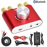 F900 Red Bluetooth Amplifier with Adapter 5A 12V DC, 50W + 50W Mini Amplifier Wireless Audio 12V DC AMP 100W 2 Channel