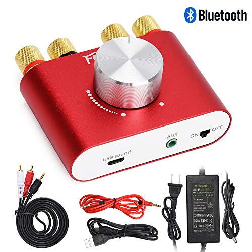 F900 Red Bluetooth Amplifier with Adapter 5A 12V DC, 50W + 50W Mini Amplifier Wireless Audio 12V DC AMP 100W 2 Channel