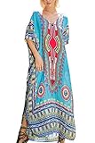 Rbwinner Women's Soft African Print Beach Cover Up Ethnic Dashiki Print Kaftan Bathing Suit Maxi Dress