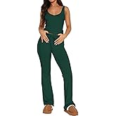 EZBELLE Womens Lounge Sets Shirts Deep V Neck Pajama Sets Summer Tank Tops Ribbed Knit Pjs 2 Piece Outfits Clothes 2026