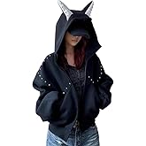 Vhitler Fall Kawaii Cute Polka Dot Graphic Sweatshirts Y2k Cheetah Leopard Zip Up Hoodie Teen Girl 2000s Cutecore Clothes