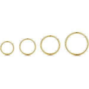 PANSYIRIS 12PCS 18G Nose Ring Hoop 20G Nose Studs Sets, 316L Surgical Steel Hypoallergenic 14K Gold Plated CZ Hinged Clicker
