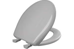 Bemis 200SLOWT 162 Toilet Seat will Slow Close, Never Loosen and Easily Remove, ROUND, Plastic, Silver