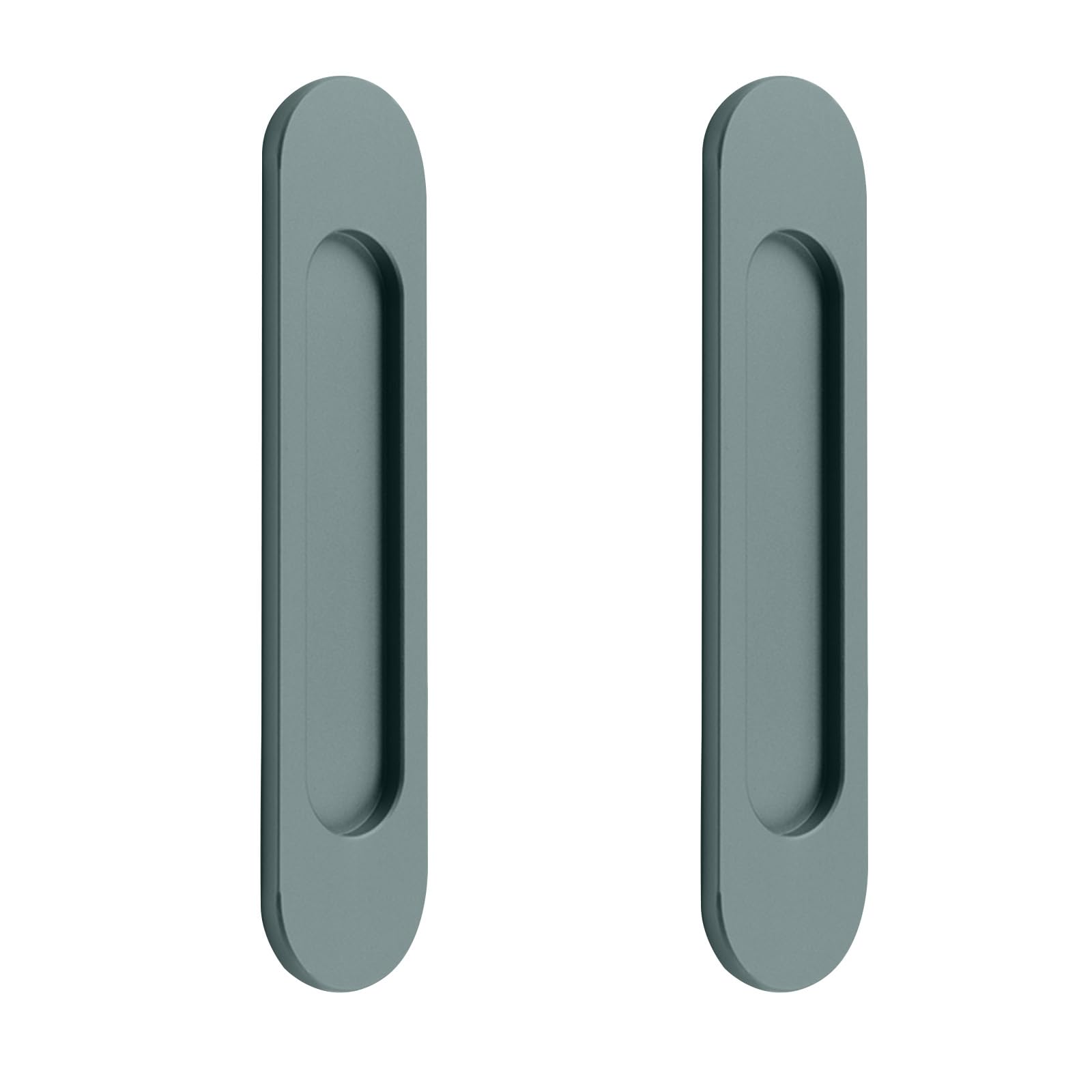 MOROBOR Self-Stick Oval Sliding Door Pulls, 2pcs Matte Gray Aluminum Alloy Flush Pull Punch-Free Handle for Sliding Barn Door Windows Cabinets/18cm