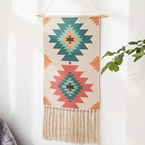 Dream Allison Macrame Woven Wall Hanging Tapestry- Boho Chic Bohemian Home Geometric Art Decor - Beautiful Apartment Dorm Room Door Decoration, 19.7" W x 32" L (Multi-Color-2)