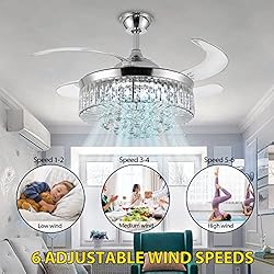 Panghuhu88 42" Invisible Ceiling Fan Chandelier