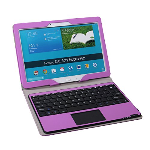 NEWSTYLE Samsung Galaxy Note Pro 12.2 Bluetooth Touchpad Keyboard Portfolio Case - DETACHABLE Romovable Touchpad Bluetooth Keyboard Stand Case Cover for Samsung Galaxy Note Pro 12.2 P900 P905 Tablet - Purple Color