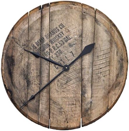 Authentic Reclaimed Bourbon Whiskey Barrel Head Clock - Comes Ready to Hang