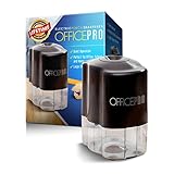 OfficePro Electric Pencil Sharpener - Helical Steel Blade Sharpens All Pencils Including Color, Auto-Stop Feature, Ultra-Portable - Batteries Included