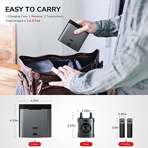 Pixel UHF Wireless Lavalier Microphone System with Charging Case