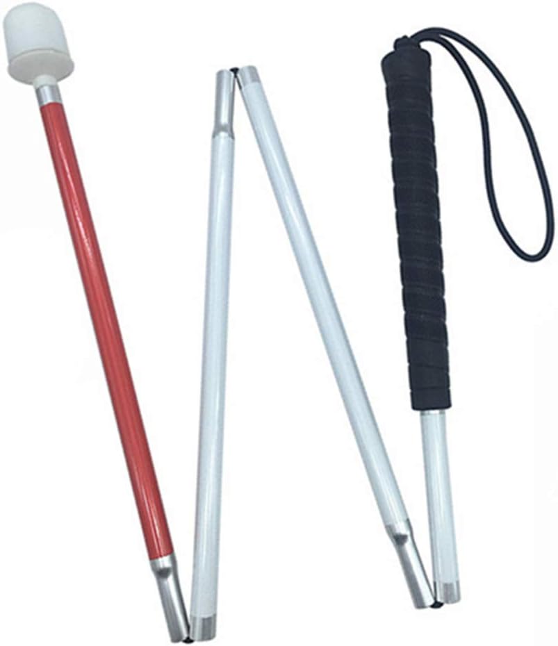 Aluminum Mobility Folding Cane For the Blind (Folds Down 4 Sections) White Cane For Children