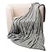 Battilo Grey Knitted Throw Blanket for Couch, Soft, Cozy Machine Washable Sofa Cable Knit Blankets, 50x60 Inch